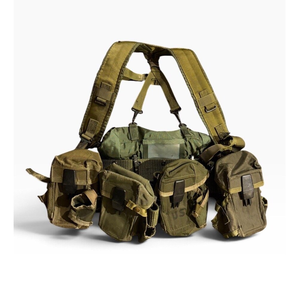 Genuine US Army ALICE LBE Load Bearing Harness Belt Pouches Green Military Gear